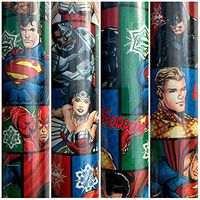 DC Comics Christmas Gift Wrapping Paper with Batman,Superman,Wonder Woman,Aquaman,The Flash 40 Sq ft 1 Roll