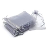 Dealglad 100pcs Drawstring Organza Jewelry Candy Pouch Party Wedding Favor Gift Bags (4x6", Gray)