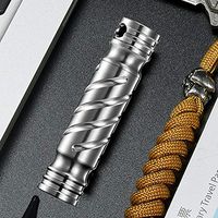 M-TOP Pill Fob Necklace for Men, Mini Titanium Pill Holder Waterproof, Survival Pill and Medicine Capsules Containers for Travel, Hiking, Camping, huntingSilver-1 Pack