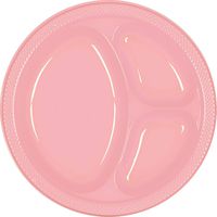 Amscan New Pink Round Divided Dinner Plastic Plates, 20 Ct. | Party Tableware