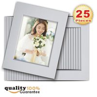 PMLAND 25 Pack 11x14 White Picture Mats with White Core Bevel Cut for 8x10 Pictures Plus Backing Boards