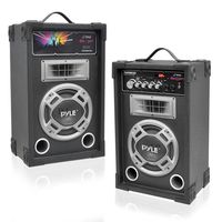 Portable Two Way Speaker System - 800W High Powered Disco Jam Active + Passive Pair Indoor Outdoor Sound PA Speakers w/ USB SD MP3 FM Radio AUX RCA Digital Display - 35mm Stand Mount - Pyle PSUFM835A