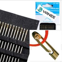 YANEE Gold Eye Side Opening Needles Hand Sewing Easy to Self Threading Embroidery Metal Pin Stainless Steel 12 Pcs in one Pack 3 Size 0.76 x 42 Size 0.76 x 38 and Size 076 x 36 millimeters