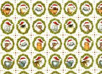 Christmas Cats Rolled Gift Wrap Paper"Santa Cats" 2 Sheets of 19.5 in x 27.5 in