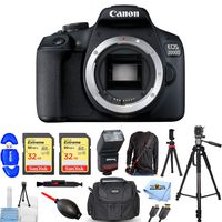 Canon EOS 2000D/Rebel T7 DSLR Camera Mega Bundle with Dual Pack 32GB Sandisk, Flash, Camera Sling Strap, 72" Tripods, Gadget Bag and More [International Version]