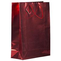 JAM PAPER Gift Bags with Rope Handles - Diagonal Pinstripe Shopping Bags - X-Large - 13 x 17 x 5 - Red Foil - Sold Individually
