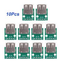 USB Female Breakout Board,10Pcs USB Type A Female Socket Breakout Board 2.54mm Pitch Adapter Connector DIP