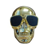 LtrottedJ Plastic Skull Metallic Wireless Shape Bluetooth Speaker ，Subwoofer Mobile Speaker (Golder)