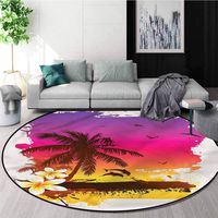 RUGSMAT Luau Round Rug Kid Carpet,Tropical Beach Sunset Lifts Basket Swivel Chair Pad Coffee Table Rug Round-39