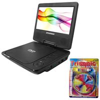 SYLVANIA Portable DVD Player 7" Swivel Screen, Black (SDVD7027) with Trisonic Laser Lens Cleaner for DVD/CD Players