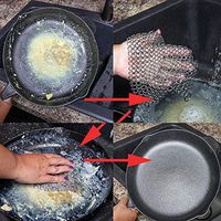 CCTAV Cleaner with Corner Ring, Anti-Rust Stainless Steel Square 6"x6" Chainmail Scrubber for Kitchen, Dinnerware, Cast Iron Pan, Grill, Knife Cleaning