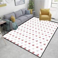 Deer Contemporary Area Rug Large, Cartoon Deer Reindeer Xmas Happy Seasonal Celebration Animal Pattern, Easy Maintenance Area Rug Living Room Bedroom Carpet(8'x 10')