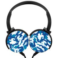 Wired Stereo Sky Blue Camouflage Headphone Noise Cancelling Over Ear Headphones with Microphone Portable Headset Earphone Earpiece