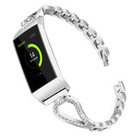 VEAQEE Compatible with Charge 3 Bands for Women Metal Replacement Charge 3 hr Band Accessories Strap Bracelet Bangle Quick Release Replacement Stainless Steel Bracelet