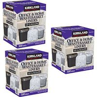 Kirkland Signature Made in USA 10 Gallon Clear Wastebasket Liner Bags for Trash Can 500 Count, - 3 Pack