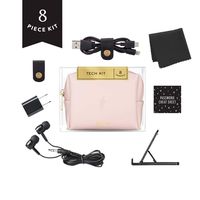 Pinch Provisions Tech Kit, Blush, 4 inches x 3 inches x 2 inches - Tech Accessories Bag Filled with 8 Essentials Including Earbuds, Charging Cord, USB Wall Charger and More, for Men and Women
