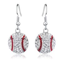 Feximzl 2 Pairs Baseball Pendant Necklace & Dangle Earrings Jewelry Set Sport Clear Crystal Fashion Jewelry (Silver 2pair Earrings)