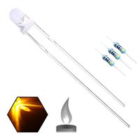 EDGELEC 100pcs 3mm Yellow Flicker Flickering LED Diodes Candle Flicking Lights Clear Round Lens 29mm Long Lead DC 2V Light Emitting Diode Lamp Bulb +100pcs Resistors (470ohm for DC 6-12V) Included