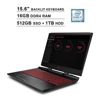 2020 HP Omen 15.6 Inch 144Hz FHD 1080P Gaming Laptop, Intel 6-Core i7-9750H up to 4.5GHz, NVIDIA GTX 1660Ti 6GB, 16GB DDR4 RAM, 512GB SSD (Boot) + 1TB HDD, HDMI, WiFi, Bluetooth, Backlit KB, Win 10