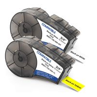 Greateam (M21-750-595-WT,M21-750-595-YL) Compatible Brady BMP21-PLUS BMP21-LAB Label Tape Black on White/Yellow Replace Brady Vinyl Label Tape, 0.75" Width, 21' Length, 2 Pack