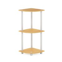 Furinno Turn-N-Tube 3-Tier Corner Display Rack Multipurpose Shelving Unit, Beech/White