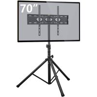 Rfiver Portable Tripod TV Display Floor Stand with Swivel & Tilt Mount for 37"-70" Plasma LCD, LED, OLED Flat/Curved Screen TVs, Height Adjustable and Legs Foldable, Max VESA 600x400mm, Black DS2001