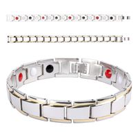 YOOMALL Titanium Steel Magnetic Therapy Energy Bracelet Sleek Wristband for Women Men Pain Relief (Gold & Silver)