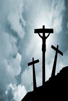 AOFOTO 5x7ft Crucifixion Of Jesus Christ Background Calvary Hill and Three Crosses Photography Backdrop Resurrection Religious Lent Holy Week Passion Kid Adult Portrait Easter Photo Studio Props