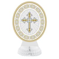 8" Mini Gold & Silver Radiant Cross Religious Centerpiece Decorations, 3ct