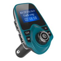 Nulaxy Bluetooth Car FM Transmitter Audio Adapter Receiver Wireless Handsfree Voltmeter Car Kit TF Card AUX USB 1.44 Display - KM19 Blue