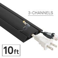 UT Wire Neoprene 3-Channel Cord Protector & Cable Management Concealer - 10FT Long - Black