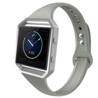 ZUKVYE Sport Bands Compatible with Fitbit Blaze,Slim Soft Silicone Band with Metal Frame Replacement Strap Wristband for Women Men- Stone Gray Small
