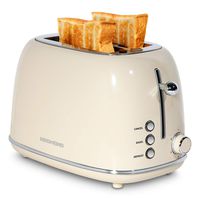 REDMOND 2 Slice Toaster Retro Stainless Steel Toaster with Bagel, Cancel, Defrost Function and 6 Bread Shade Settings Bread Toaster, Extra Wide Slot and Removable Crumb Tray, Cream, ST028