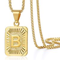 Trendsmax Initial Letter Pendant Necklace Mens Womens Capital Letter Yellow Gold Plated B Stainless Steel Box Chain 22inch
