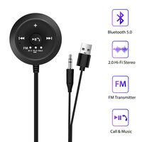 TecTri Bluetooth 5.0 Wireless FM Transmitter Wireless Car Kit Hands F Ree  Wireless Talking Music Streaming Receiver for Car with 3.5mm AUX Input Port