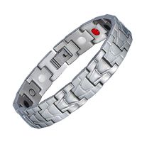 Titanium Steel Bracelet Men's Geometric Bracelet Stainless Steel Quantum Bracelet Magnetic Bracelet,Silver