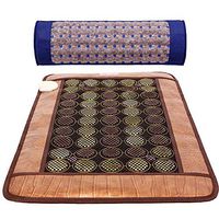 GemsMat - Henri- Far Infrared 4 Amethyst, 25 Jade, 26 Tourmaline Bead Heat Stone Mat (32"L x 20"W) -Capri 100% Amethyst Blue Pillow Combo- FIR Therapy -FDA Registered Manufacturer - Heating Pad