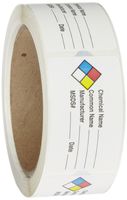 Roll Products 163-0013 Litho Removable Adhesive HMIG Label with 4 Color Imprint, Common Chemical Name (with blank), 2-1/2" Length x 1-1/2" Width, For Identifying and Marking, White (Roll of 250)