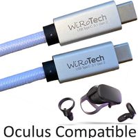 WiRoTech USB C 3.1 Gen2 SuperSpeed 10Gbps E-Marker chip Fastest Charging USB Cable, Oculus Quest Link Compatible (White, 6 Feet)