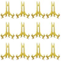 Artliving 3" Gold Plastic Easels or Stand/Plate Holders to Display Pictures or Other Items at Weddings, Home Decoration, Birthdays, Tables (12 Pack)
