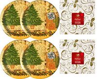 Christmas Holiday Santa's Christmas Wonderland Tree Collage Paper Plates & Napkins (32 Plates, 60 Napkins)