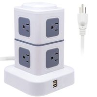 Power Strip Surge Protector 8 Multi Outlets Overload Protection 2USB Vertical Tower Charging Station Copper Extension Cord Home& Office & Workshop