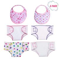 DC-BEAUTIFUL 4 Pcs Doll Diapers Doll Underwear and 2 Pcs Doll Bibs for 14-18 Inch Baby Dolls, American Girl Doll
