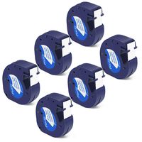 Suminey Compatible Label Tape Replacement for Dymo LetraTag Refills 91331 S0721610 Black on White Plastic Label Tapes 12 mm x 4 m for LetraTag Plus LT100H LT100T LetraTag QX50, 6-Pack