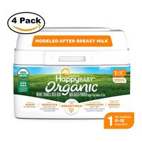 Happy Baby Organic Infant Formula Milk Based Powder with Iron, Stage 1, 21 Ounces, 4 Count (Packaging May Vary)