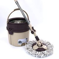 YJJY Spin mop Bucket System - Stainless Steel Lifting Bucket Single Barrel 360° Spin Dry Basket & Telescopic Handle,2 Microfiber Heads Replacement