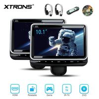 XTRONS Universal 10.1 inch Car Headrest Multimedia CD DVD Player with HDMI USB SD Port Support 8Bit & 32Bit Games Screen Sharing Mounting Bracket & 2pcs IR Wireless Headphones Included