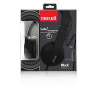 Maxell 290103 Comfort Fit Solids Headphones with Tangle-Free Flat Cable and In-Line Microphone - Black