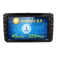 Android 8.0 Car Stereo DVD Player Double 2 Din 8 Inch Capacitive Touch Screen GPS Navigation System for VW Volkswagen Golf Passat Tiguan Polo Jetta Skoda Seat Octa-core 4G RAM 32G ROM