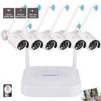 LONNKY 1080P Full HD Security Camera System Wireless,8CH NVR Kit with 6PCS 2.0MP Outdoor Bullet IP Metal Housing Cameras with PIR Sensor and Night Vision, Audio & Video Recording, Pre-Installed 1TB